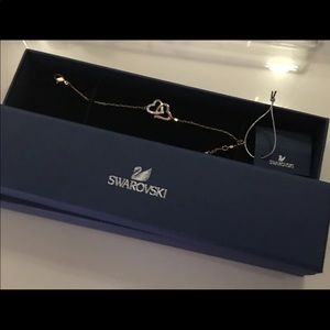 Gold Tone & Crystal Double Heart bracelet